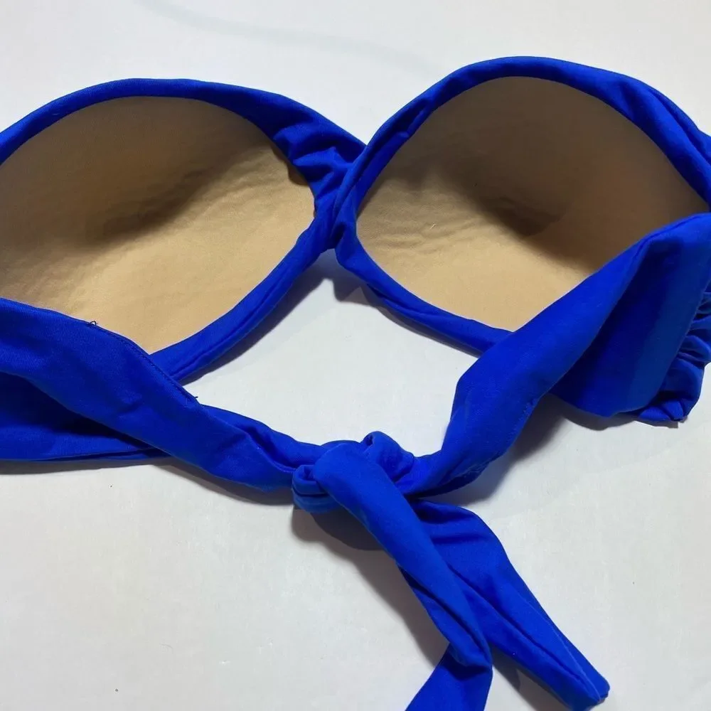 L*Space‎ Twist Bandeau Padded Bikini Top Blue